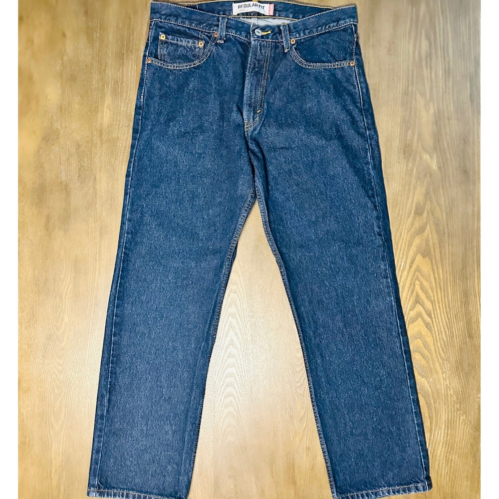 Levi‎ Strauss 505 Regular Fit Dark Wash Denim Jeans Mens W34 L30 unisex